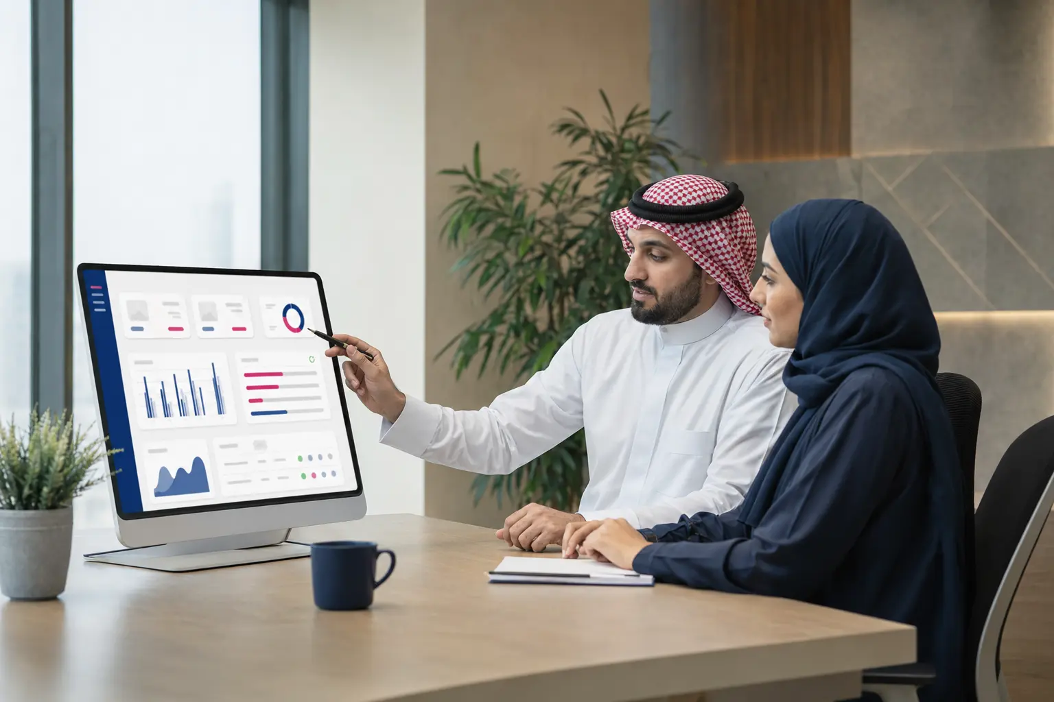 فريق يراجع لوحة أداء المبيعات
